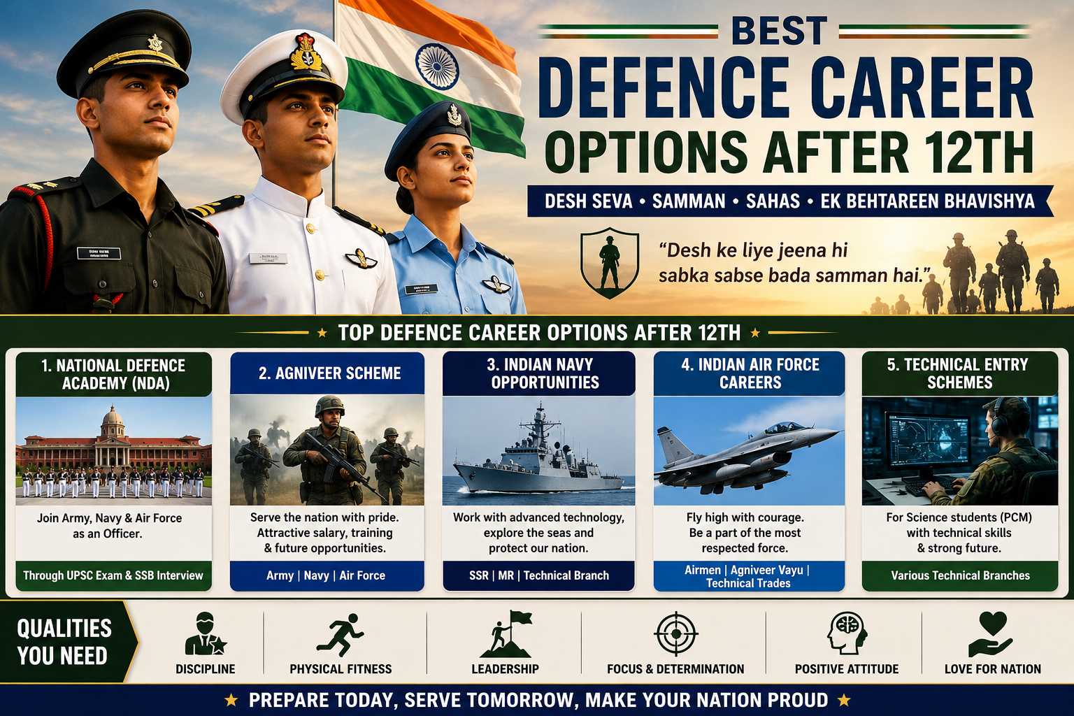 Best Defence Career Options After 12th